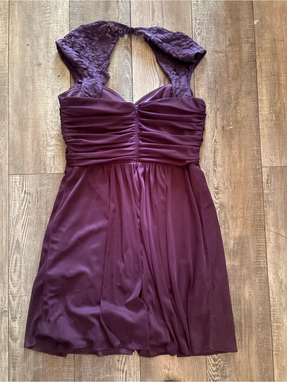 le chateau Plum Lace-Halter Mini Dress Size 14